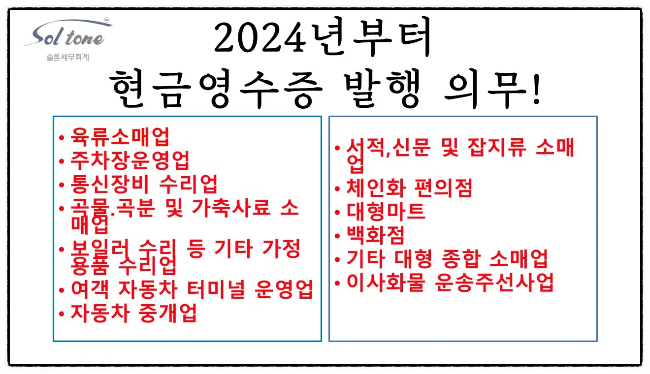 <쉽세: 24년 현금영수증 의무 발행 대상, 대형마트! 백화점!>